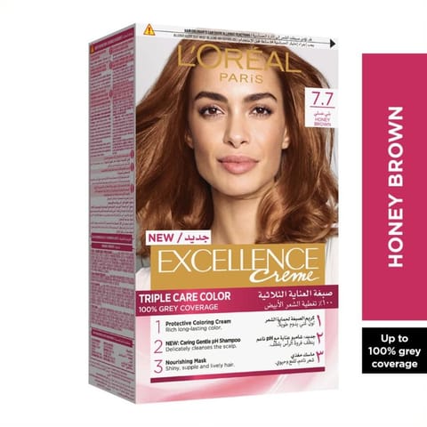 Excellence Crème Permanent Hair Color, 7.7 Honey Brown