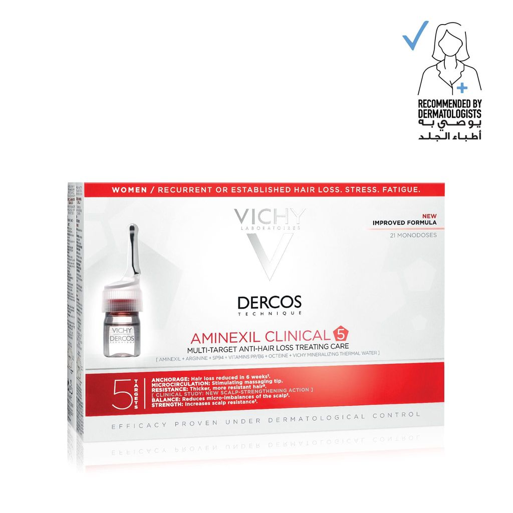 Dercos Aminexil Clinical 5 Anti-Hair Fall Treatment for Women x21 Doses 6ml