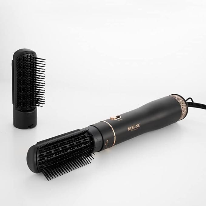 REBUNE Hair Dryer, Two Brushes, 1200 W, Black